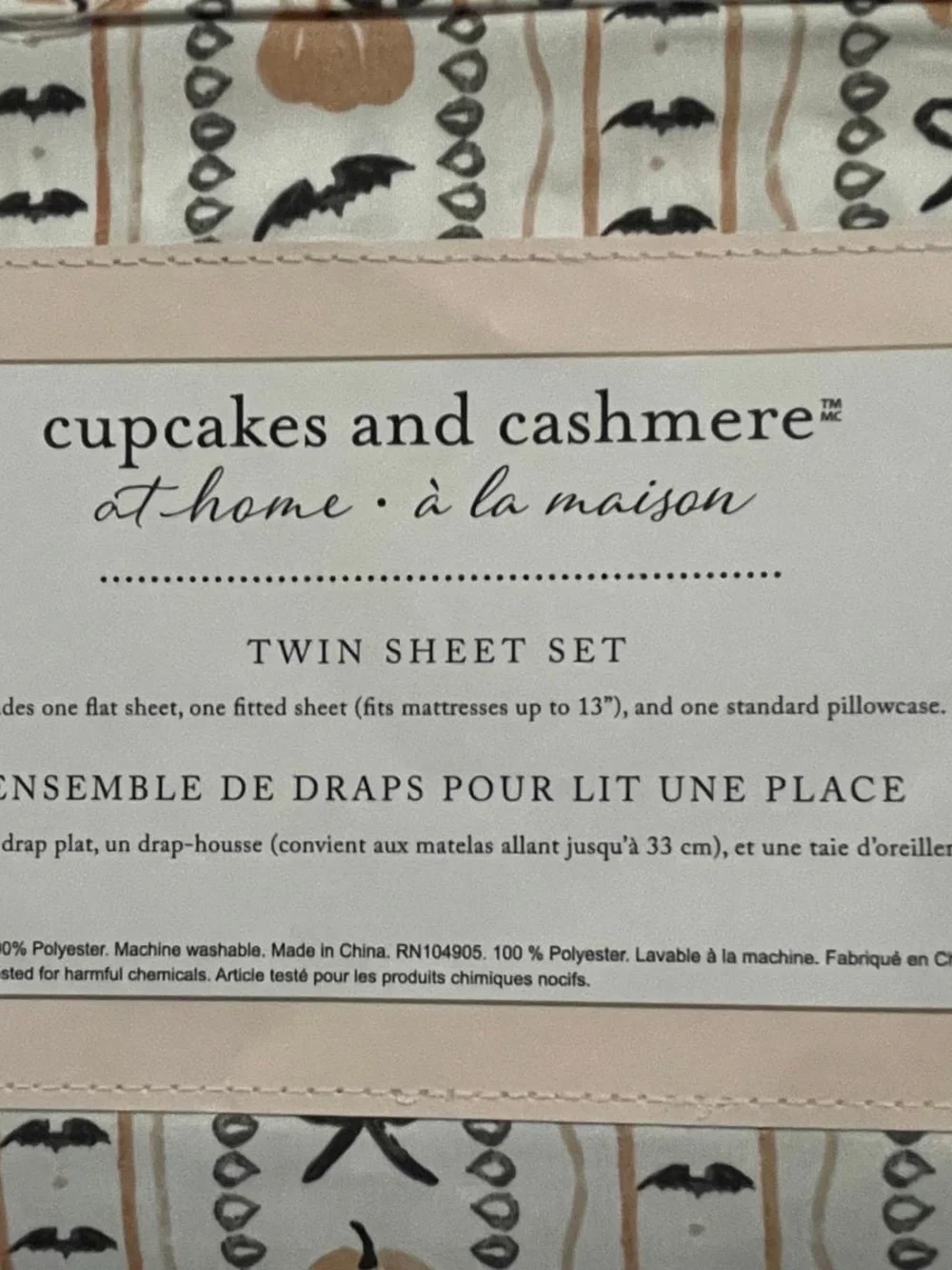 Halloween Cupcakes and Cashmere Pumpkin Party Striped Twin Sheet Set